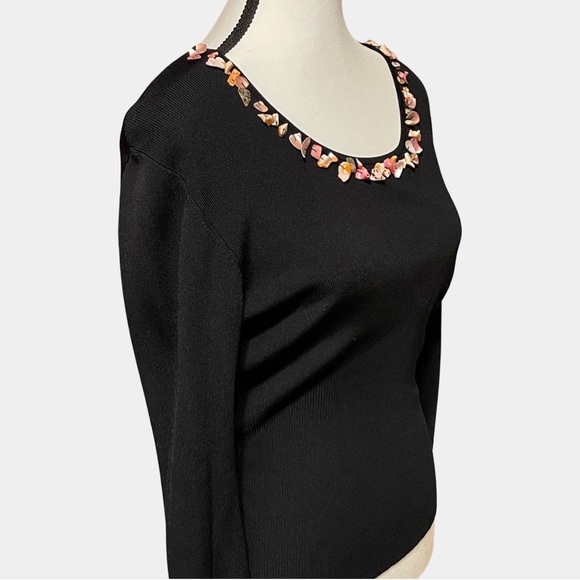 Dolce Cabo Black Sweater with Pink Shell Neckline Size XL - Picture 3 of 9